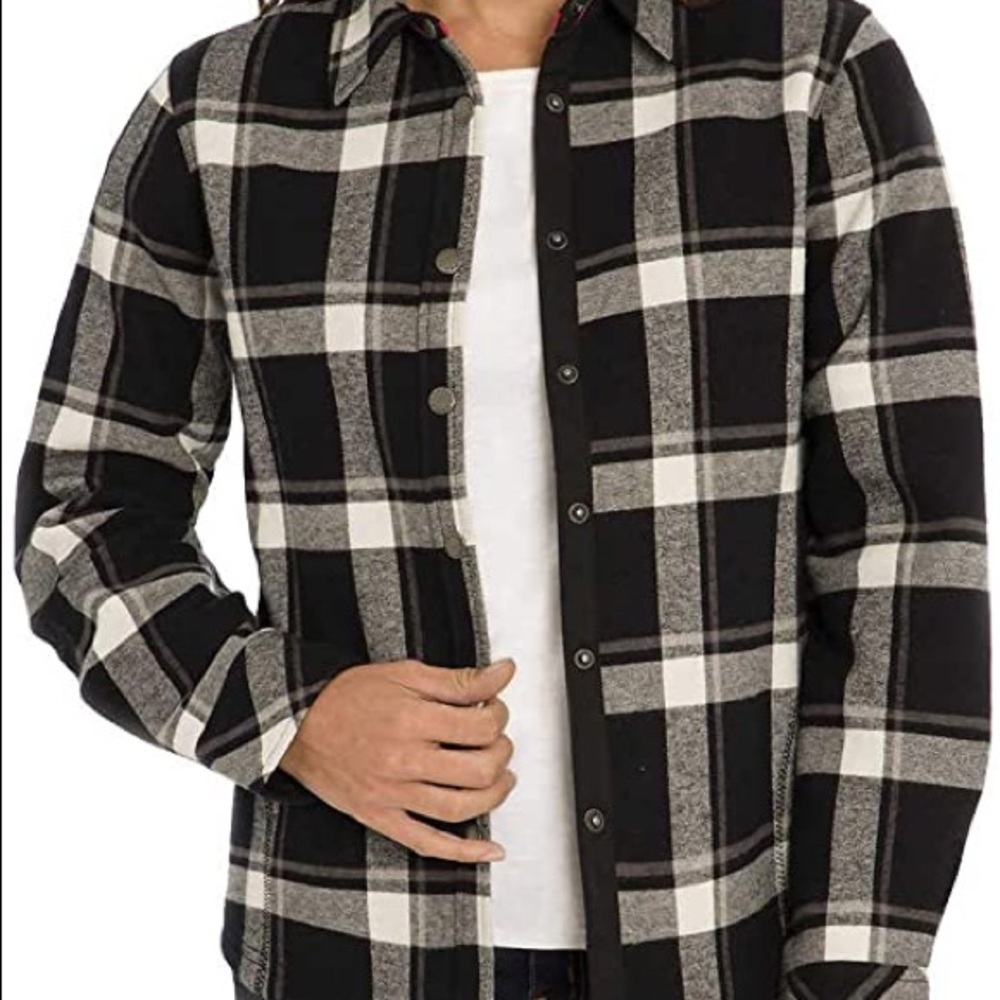 Orvis Fleece Lined Shirt, Black Plaid, Size M